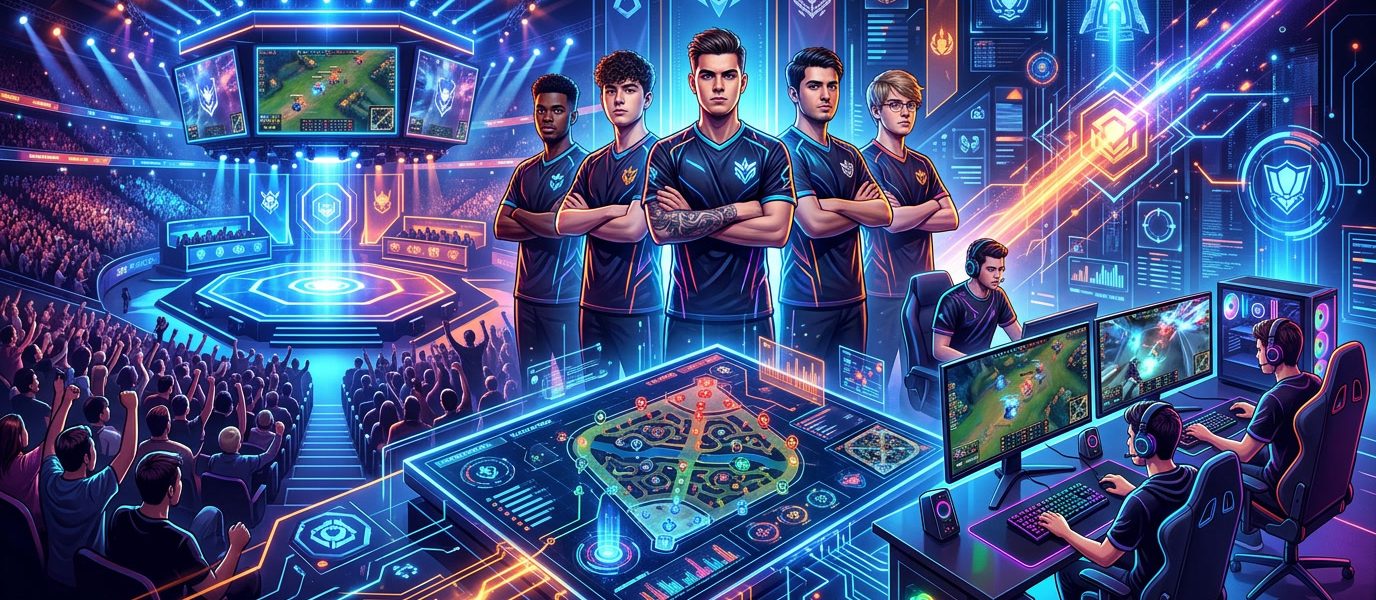 ekosistem esports, roster tim esports, strategi game kompetitif, turnamen gaming, perkembangan industri esports